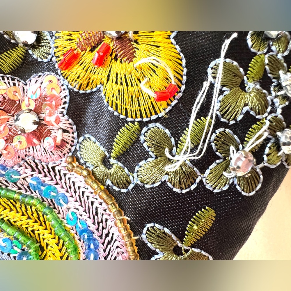 Alto Beaded Floral Clutch Purse Evening Bag Chain Strap - Picture 5 of 14